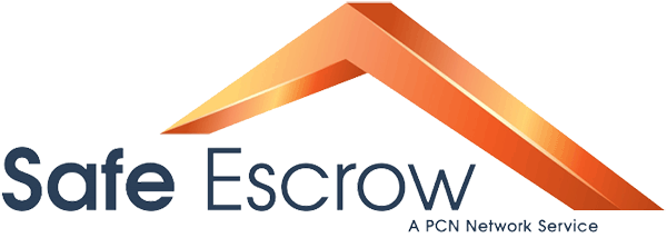 dark gray, orange, yellow, red, safe escrow logo