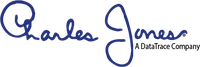 blue and black Charles Jones logo