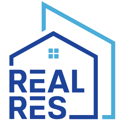 blue and light blue RealRes logo
